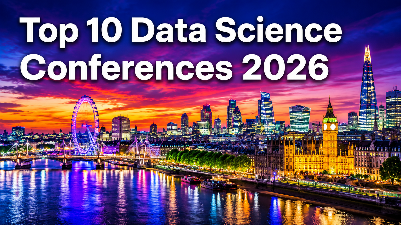 Top 10 Data Science Conferences 2026 - London skyline at sunset